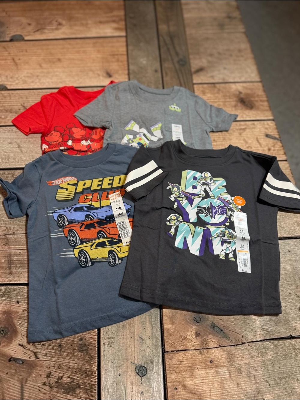 Toddler Boys 18M Tee Bundle NWT Lot 5 Disney Mickey Buzz Hot Wheels Camo Tees